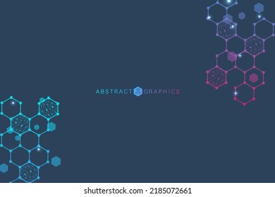 Modern futuristic background of the scientific hexagonal pattern. Virtual abstract background with particle, molecule structure for medical, technology, chemistry, science. Social network vector