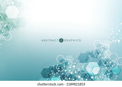 Modern futuristic background of the scientific hexagonal pattern. Virtual abstract background with particle, molecule structure for medical, technology, chemistry, science. Social network vector