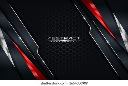 Modern futuristic background vector on layer red with dark navy and shadow black space with abstract style design. Graphic vector illustration