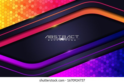 Modern futuristic background vector on layer orange and purple with dark navy and abstract style design. Graphic vector illustration