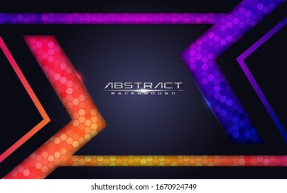 Moderno vector de fondo futurista sobre capa naranja y morado con marina oscura y diseño de estilo abstracto. Ilustración vectorial gráfica
