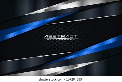 Modern futuristic background vector on layer blue with dark navy and shadow black space with abstract style design. Graphic vector illustration