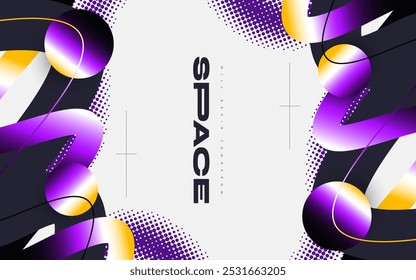 Modern and Futuristic Background with Waves, Gradient Shapes and Halftones. Suitable for Cover, Banner, Poster, or Landing Page Design