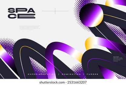 Modern and Futuristic Background with Waves, Gradient Shapes and Halftones. Suitable for Cover, Banner, Poster, or Landing Page Design