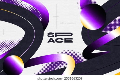 Modern and Futuristic Background with Waves, Gradient Shapes and Halftones. Suitable for Cover, Banner, Poster, or Landing Page Design