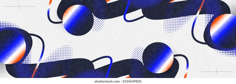 Modern and Futuristic Background with Waves, Gradient Shapes and Halftones. Suitable for Cover, Banner, Poster, or Landing Page Design