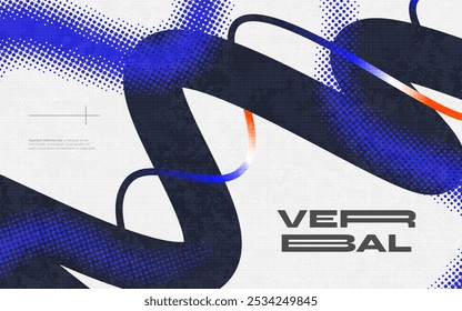 Modern and Futuristic Background with Waves, Gradient Shapes and Halftones. Suitable for Cover, Banner, Poster, or Landing Page Design