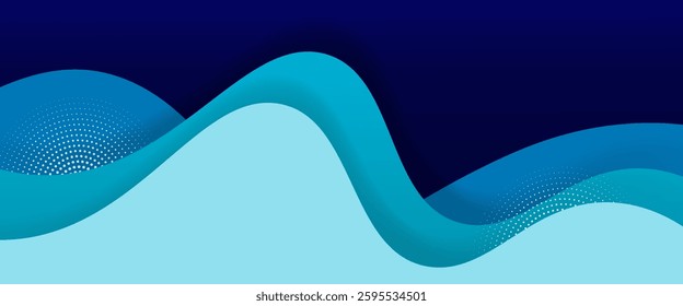 Modern futuristic blue abstract wave background for banner, cover, flyer, brochure, poster design, business presentation and website. Eps10 vector