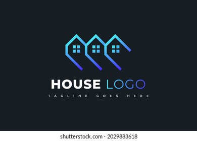 Modern and Futuristic Blue Real Estate Logo Design. Construction, Architecture or Building Logo Design Template