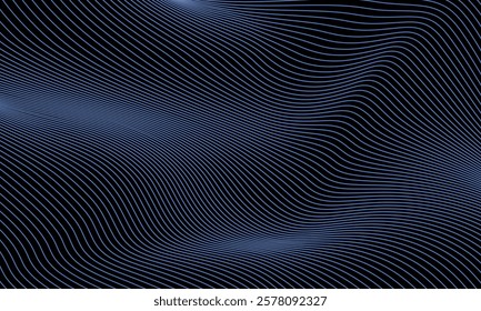 Modern futuristic blue and red dynamic wavy line dotted texture on dark blue background with copy space for text. Vector illustration