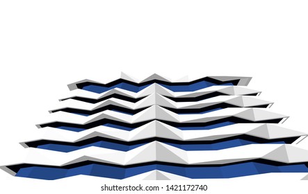 Modern futuristic building with balconies, 3d illustration