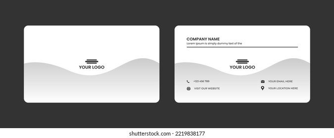 Modern Futuristic business card design. Visiting cards for business and personal use. Modern shape with abstract silver. Luxury dark background. Vector illustration print template.