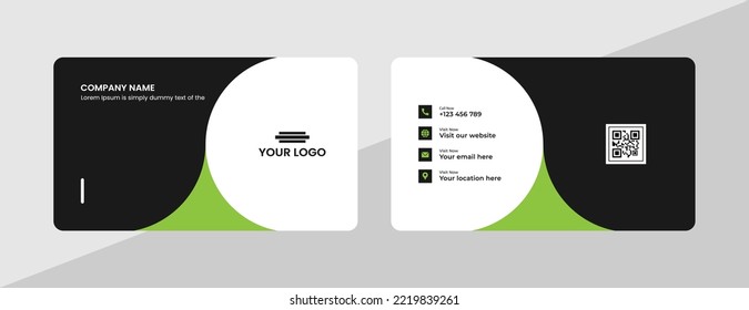 Modern Futuristic business card design. Visiting cards for business and personal use. Modern shape with abstract silver. Luxury dark background. Vector illustration print template.
