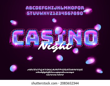 Modern Futuristic Casino Night Retro Text Effect