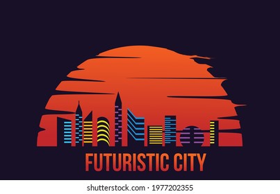 Modern Futuristic City in the Sunset