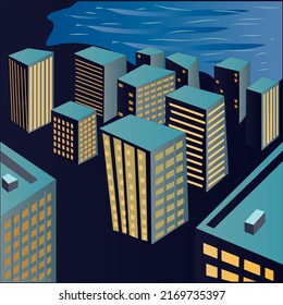 Modern and Futuristic City View Vector Illustration