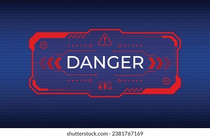 Modern futuristic danger message. Red frame template. Pop-ups with a warning signal. Vector illustration