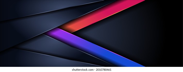 Modern Futuristic Dark Navy Background Combined with Abstract Orange and Purple Lines Element.