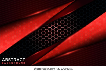 Modern Futuristic Dark Red Background Combined with Polygon Element.