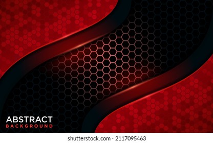Moderno fondo rojo oscuro futurista combinado con elemento polígono.