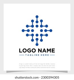 Modern futuristic digital dots link network connection logo