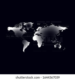 modern futuristic digital space world map with technology theme, isolated on dark background