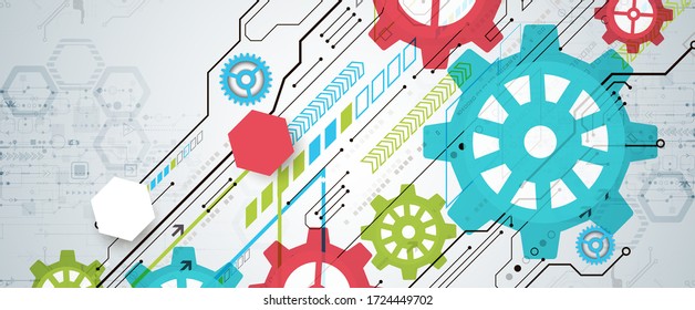 Moderno futurista, ingeniería, ciencia, tecnología de fondo vectorial. Tarjeta de circuitos.