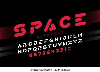 Modern futuristic hi-tech style font, alphabet letters and numbers vector illustration