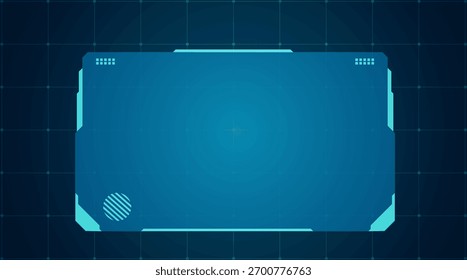 Diseño de marco de interfaz futurista moderno con bordes azules brillantes y patrones de circuito digital, ideal para HUD, IA y gráficos cibernéticos.