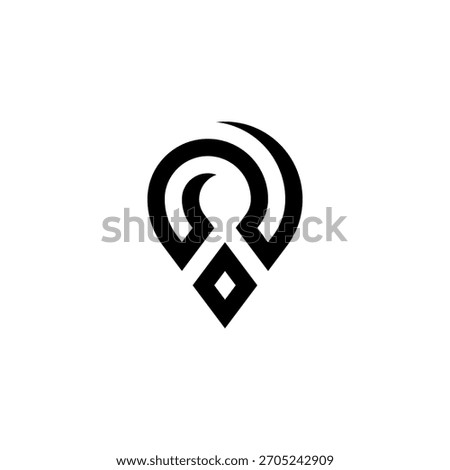 A modern, futuristic logo combining a map pin shape with a clear, sharp diamond icon. Ideal for luxury travel or FinTech.
