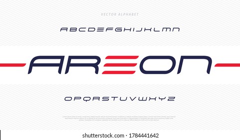 Modern futuristic minimal font. Modern italic typeface. English alphabet. Set of letters. Font set for logo, music, cover, headline, technology, digital, movie design. Vector illustration.