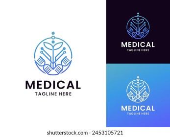 Modern futuristic minimalist line art medical logo design