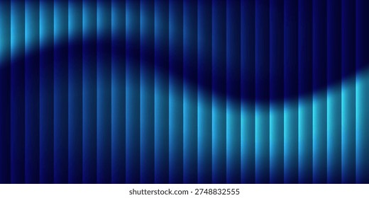Modern Futuristic neon texture with vibrant shades of blue wavy gradient glossy prismatic mooth fluted vertical lines waves lines