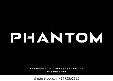 Modern futuristic phantom alphabet display font vector illustration