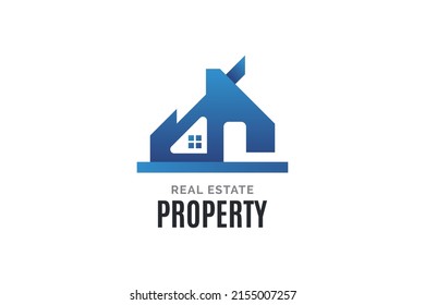 Modern and Futuristic Real Estate Logo Design. Abstract Blue Building Logo. Architecture or Construction Industry Brand Identity