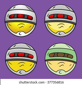 Modern Futuristic Robot Smiley Set