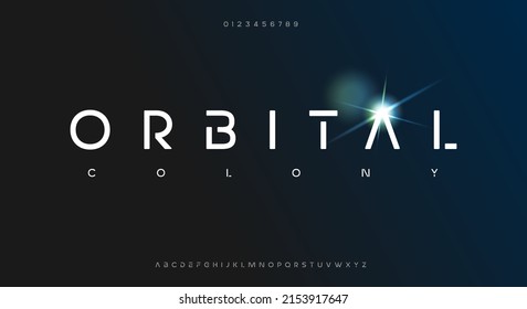 modern futuristic scifi alphabet font. digital space typography vector illustration design	