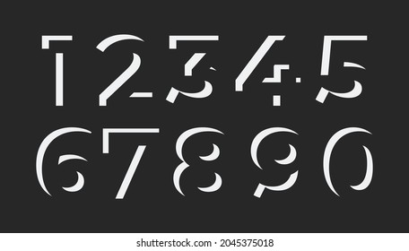 Modern futuristic set of number vector design template. Markers numeral collection illustration.