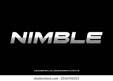 Modern futuristic slant alphabet display font vector with line stripe style