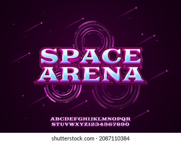 modern futuristic space arena text effect with circle hologram frame