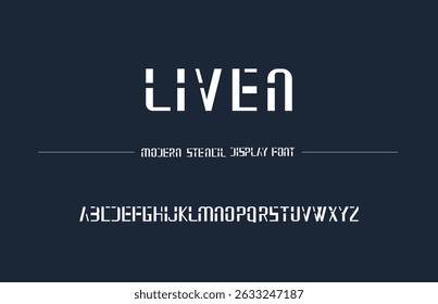 Modern Futuristic Stencil Display Font, for Logos, Poster, Headlines, Tech Brandind, vector layout