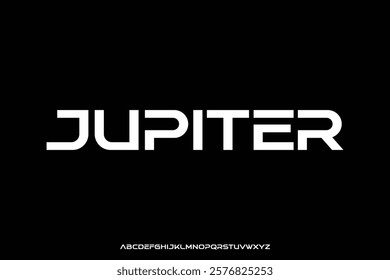 Modern futuristic style alphabet display font vector illustration. Jupiter typeface