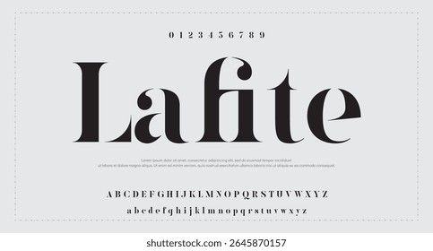 Modern futuristic style alphabet display font vector illustration. Jupiter typeface