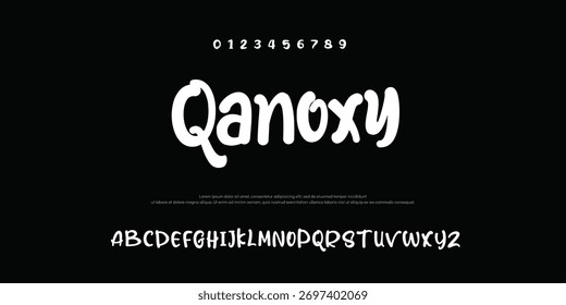 Modern futuristic style alphabet display font vector illustration. Jupiter typeface