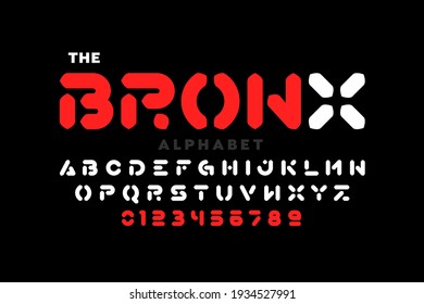 Modern futuristic style font, typography design, alphabet letters and numbers vector illustration