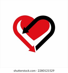 Modern futuristic style heart logo design with arrow sign.