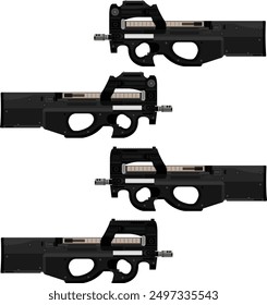 Modern Futuristic SubMachineguns Vector Models