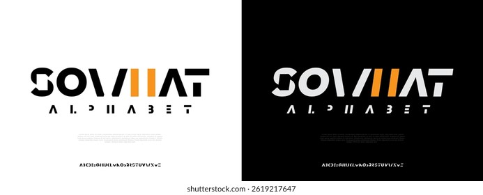 Modern Futuristic Tech Display Font Vector for Branding Startup Gaming Digital Product UI UX Logo and Cyberpunk Innovation