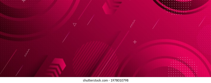Modern Futuristic Tech Red Background Design with Random Geometric Shape. Graphic Design Element.