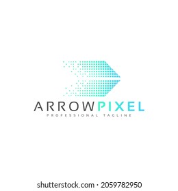modern futuristic tech technology arrow pixel logo design